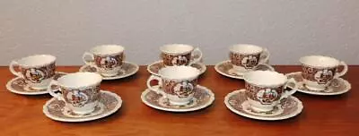 Buy Vernon Kilns California Pottery 1860 Pattern Demi Cups & Saucers Set Of 8 • 53.44£
