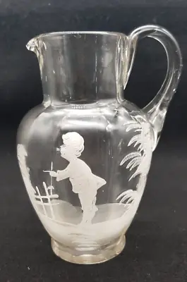 Buy Antique Mary Gregory Decorated Clear Glass Jug C1880's (M) • 15£