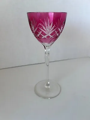 Buy Vintage Czech Bohemia Crystal Wine Glass, Magenta, Cut To Clear 8  Tall, VGC • 37.80£