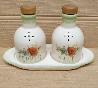 Buy Kernewek Poppy Pottery Salt And Pepper Pots With Stand  • 14£