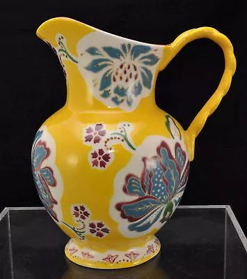 Buy Hand Painted Dutch Wax Coastline Imports Yellow Floral Pitcher • 33.63£