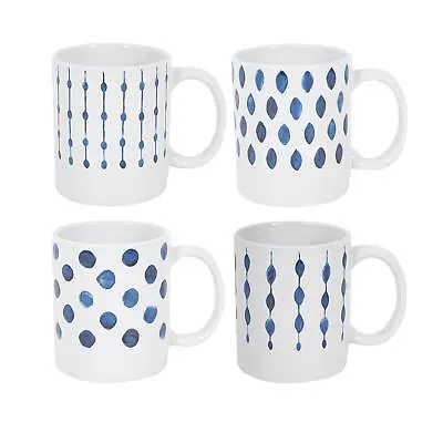 Buy Set Of 4 Scandinavia Blue Mugs 11oz Perfect For Coffee & Tea AB Stoneware  • 11.99£
