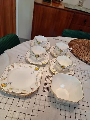 Buy Shelley Art Deco Queen Anne Pattern Cups Saucers Plates Sugar Bowl Rd 723404 • 45£