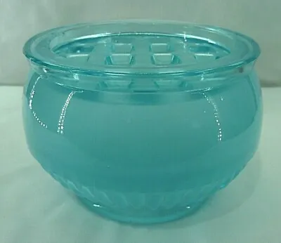 Buy Lovely Little Antique Art Nouveau Davidson Glass Posy Vase Frog Lid Baby Blue • 19.99£