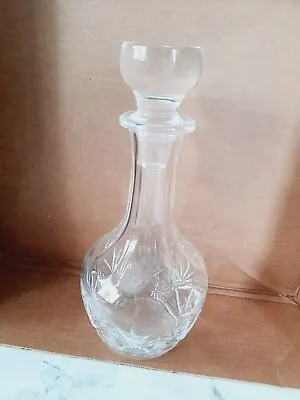 Buy Vintage Cut Clear Glass / Crystal Decanter With Stopper 10 Inch Tall  • 9.99£