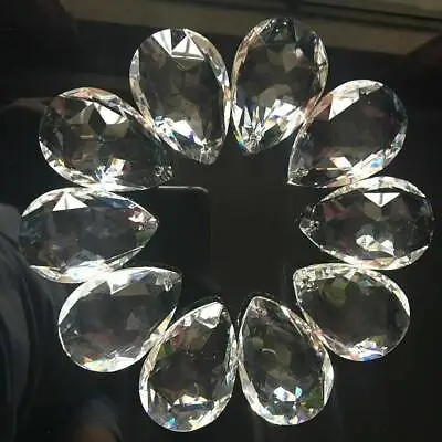 Buy 10Pcs Clear Teardrop Loose Crystal Glass Beads Chandelier Ornaments Xmas Decor • 3.65£