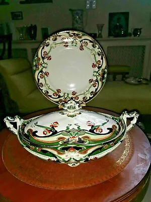 Buy Antique Rare Royal Staffordshire Burslem IRIS Pattern Oval Ornate Dish C.1900 S • 135£