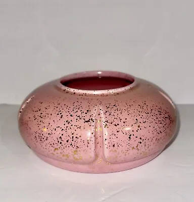 Buy MCM Round Saucer Vase With Built In Frog Pink With Gold Specks 7” Wide • 17.74£