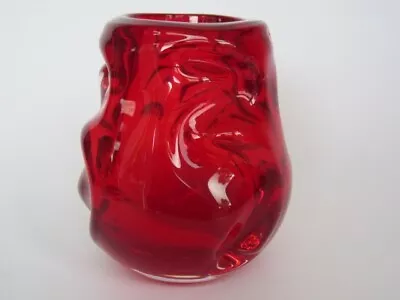 Buy Vintage British Art Glass Ruby Red Whitefriars Glass Knobbly 9843 Vase C.1970 • 69.99£