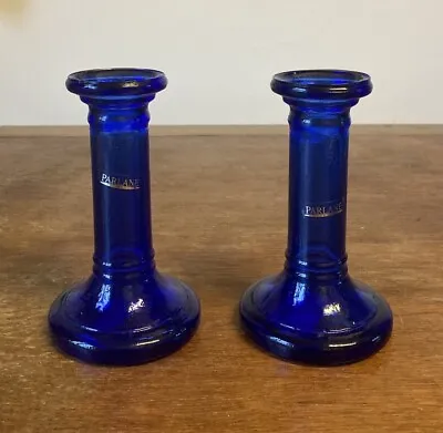 Buy Vintage PARLANE Bristol Blue Cobalt Blue Glass Candlesticks, 15cm • 29.99£