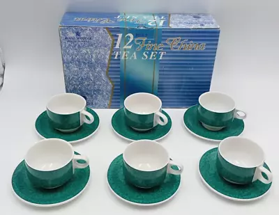 Buy Royal Norfolk Fine Bone China 12 Piece Ambola Green Tea Set Brand New In Box • 15£