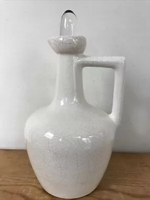 Buy Vtg White Ceramic Crazing Pottery Oil Vinegar Cruet Pitcher Glass Stopper 8.75  • 40.16£