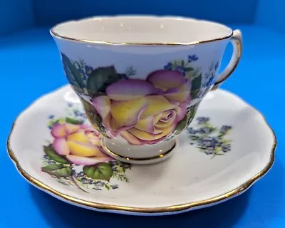 Buy Tea Cup & Saucer – Yellow Pink Tip Rose - Royal Vale – England Bone China • 10.54£