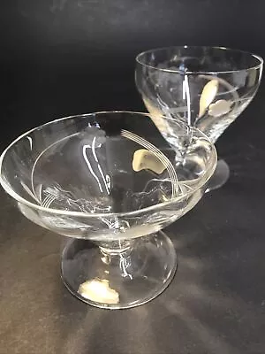 Buy 12 Delicate Etched French Short Stemmed Champagne / Sherbet Glasses Coupes 1930s • 60£