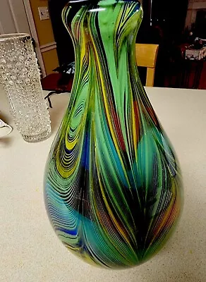 Buy Vintage Murano 1996 Art Glass Vase Multi Color Rainbow Genuine Rare Italy • 138.22£