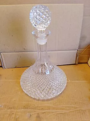 Buy Vintage Crystal Glass Ship's Decanter Diamond Cut,circa 1950 Very Nice Condition • 12£