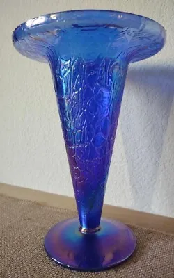 Buy Rare Find Antique Loetz Mimosa Blue Crackle Carnival Type Hand Blown Glass Vase • 141.97£