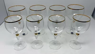 Buy Bohemia Crystal Czech Republic Wine Glass LOT Gold Trim  • 47.24£