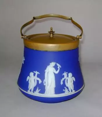 Buy Antique Wedgwood Jasperware Biscuit Barrel With Silver Plated Lid & Handle • 20£