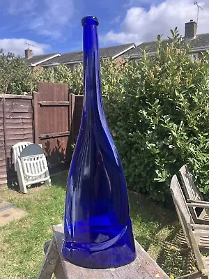 Buy Vintage Cobalt Blue Italian Venice Art Decor Glass Bottle  Decanter Vase 1990s’ • 25£