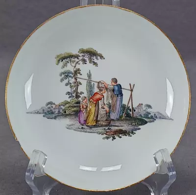 Buy Meissen Hand Painted Women Washing Laundry & Gold Saucer C. 1740-1750s • 119.88£