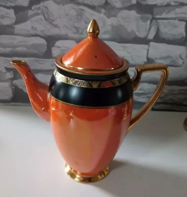 Buy Rare Art Deco Carlton Ware Orange Lustre Coffee Pot Sunrise Pattern • 80£