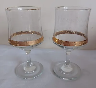 Buy 2 Charles & Diana Royal Wedding 1981 Etched / Gilded Commemorative Wine Glasses • 11.50£