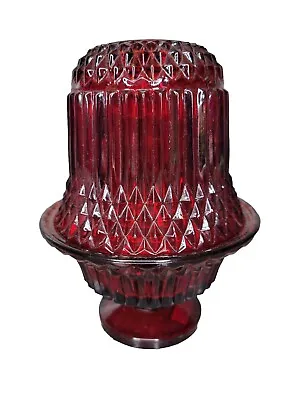 Buy Vintage Indiana Glass Amberina Red Diamond FAIRY Light LAMP Candle Holder FLASH • 42.67£