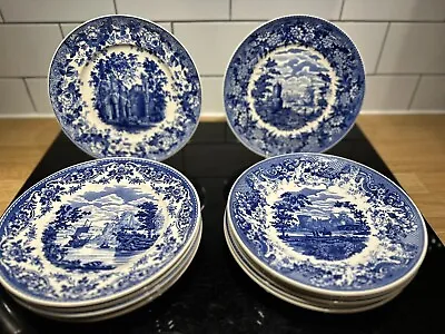 Buy Set Of 12 Vintage Wedgwood Plate Queens Ware Blue & White Collection Ltd Ed 1994 • 5£