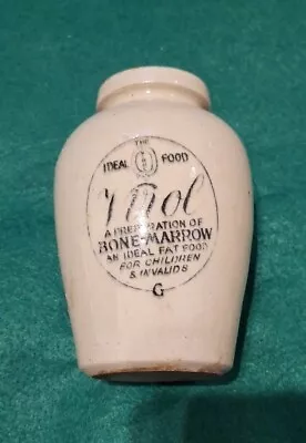 Buy Vintage VIROL Stoneware Bone Marrow Jar Kitchenalia Pharmacy Jar CREAM Bud Vase • 9.99£