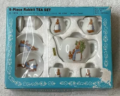 Buy VINTAGE 1974 B. SHACKMAN Rabbit Toy Tea Set Porcelain Bunny 9 Piece Child • 16.32£