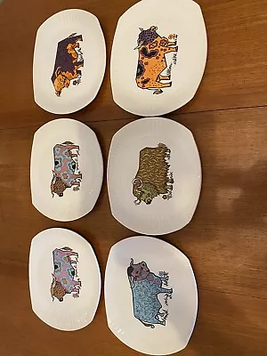 Buy Six Vintage Retro 1970's Beefeater Steak Plates ~ Steak And Grill Set. Cow Plate • 30£