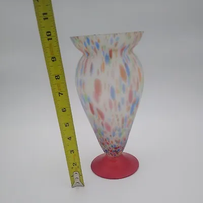 Buy Antique Kralik Multicolor Rare Satin Spatter Art Glass Vase Deco 10  • 56.79£
