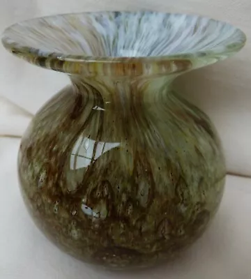 Buy Antique Hand Blown Multicoloured Squat Glass Vase Bulbous Mottled Rough Pontil • 6.99£