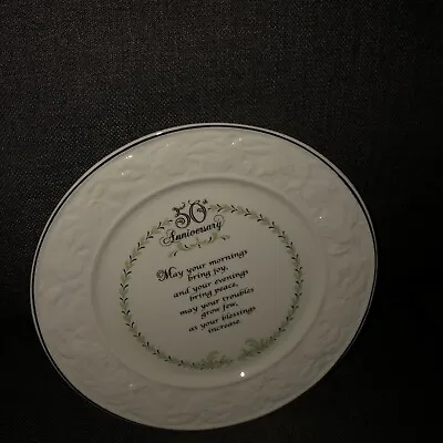 Buy Belleek 50th Anniversary Plate Shamrocks Ireland 9  Vintage • 17.99£