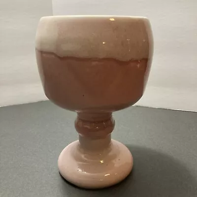 Buy Vintage Cookson Pottery CP19 USA Pink White Glaze Footed Vase, Planter 1970-80’s • 16.49£