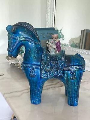 Buy Vintage MCM Bitossi Rimini Blue Horse Sculpture Statue Italy 1960s Aldo Londi • 320.04£