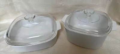 Buy Pair Of Pyrex Corningware Large Glass Casserole Dishes Oven To Tableware • 45£