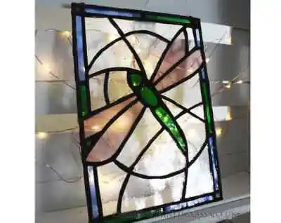 Buy Dragonfly Stained Glass Hanger, For Wall, Window Or Suncatcher • 37£