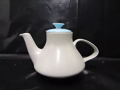 Buy Vintage 1950 Poole Pottery Twin-tone Sky Blue Dove Grey Mushroom Shape Teapot(F) • 11.99£