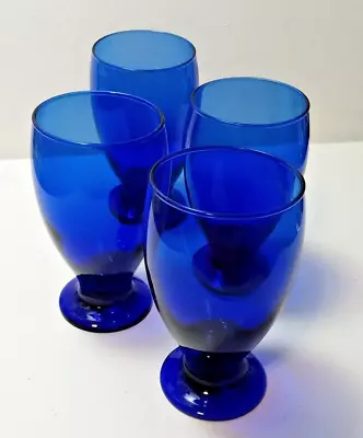 Buy Vintage Libbey Cobalt Blue Stemmed Wine Glasses 12 Oz. • 24.93£