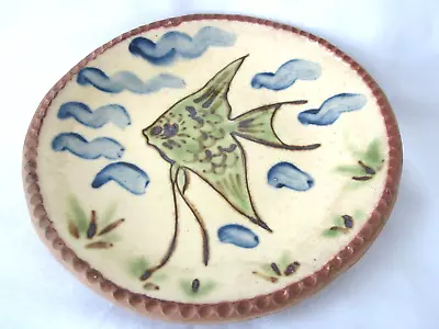 Buy Vintage Irish Studio Pottery 7  Plate Angel Fish Decoration • 15£
