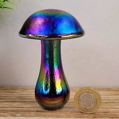 Buy Neo Art Glass Handmade Rainbow Iridescent Mushroom Ornament With Felt Pad Base • 19£