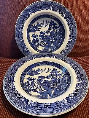 Buy Vintage BLUE WILLOW Soup/Salad Bowls 8.5”  Staffordshire England NEW • 38.38£