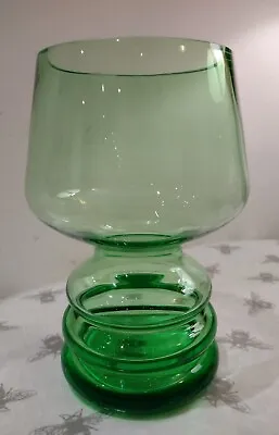 Buy Mid Century Green 💚 Modern Scandinavian Style  Hooped Glass Vase 19 X 10 Cm • 21.20£