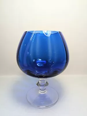Buy Vintage Art Glass Empoli Cobalt Blue Glass Optic Brandy Glass. Retro Barware • 8.99£