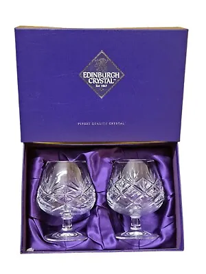 Buy Royal Doulton Crystal Brandy /Cognac Glasses Set Of Two In Edinburgh Crystal Box • 25£