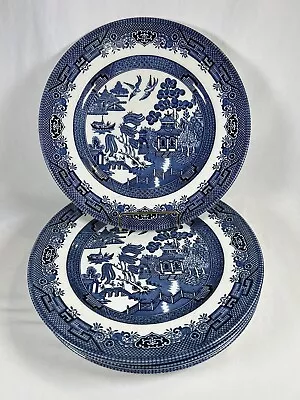 Buy VTG Set 5 Churchill Blue Willow Pattern  9.5 Inch Dinner Plates • 57.54£