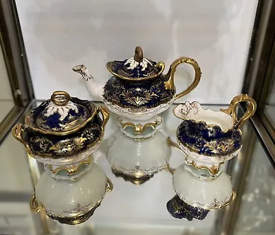 Buy English Cauldon Teapot, Creamer And Sugar Bowl Set W/gold • 89.77£