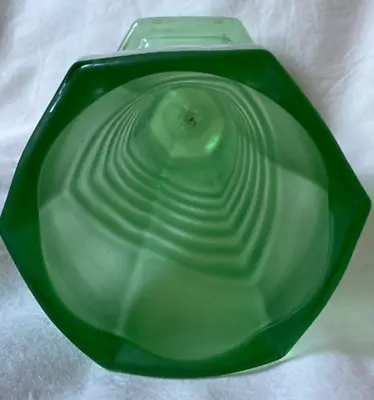 Buy DAVIDSON Frosted CHEVRON VASE Pressed Glass LARGE 20cm Green Vintage/Antique Vgc • 9.50£